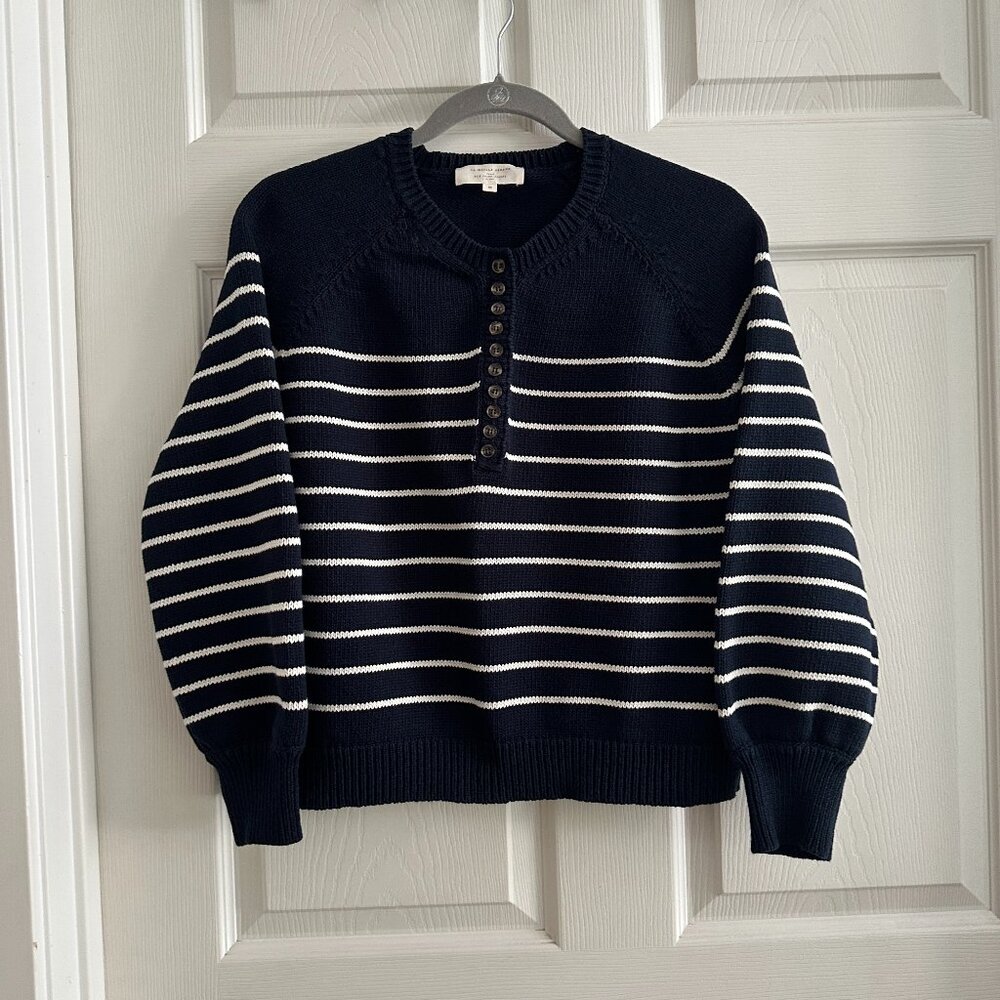 Sezane Leontine Jumper Navy with Ecru Stripes Size M